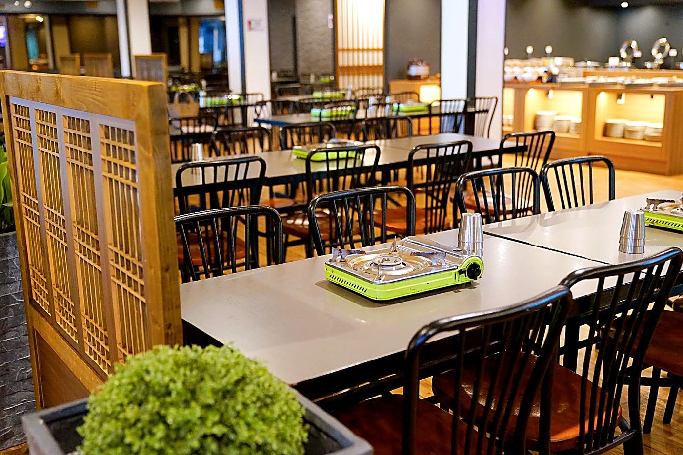 Spacious Modern Dining Hall with Korean Gas Stoves at 7 Como Street